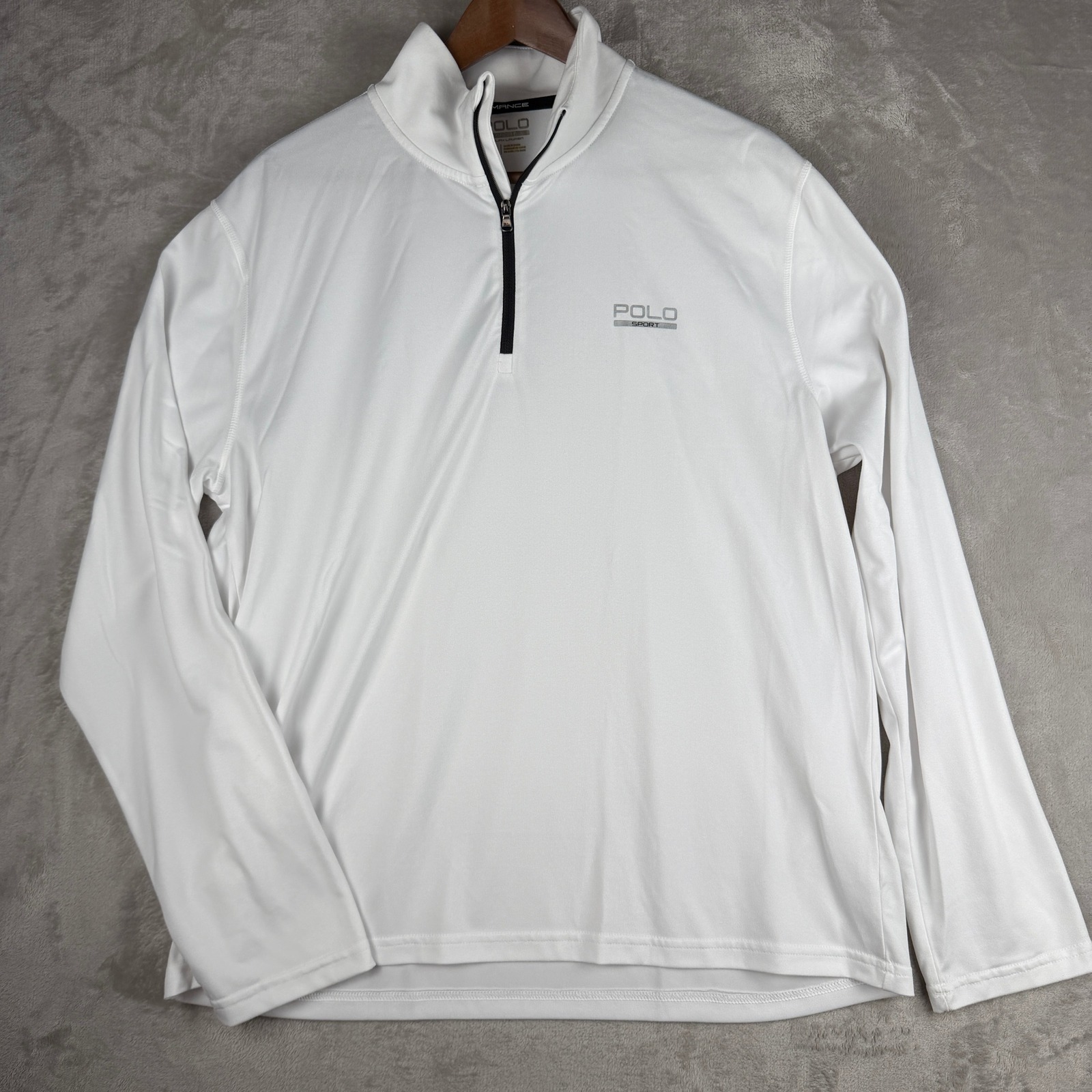 Polo Sport Ralph Lauren Mens White Quarter Zip Performance Pullover Large L